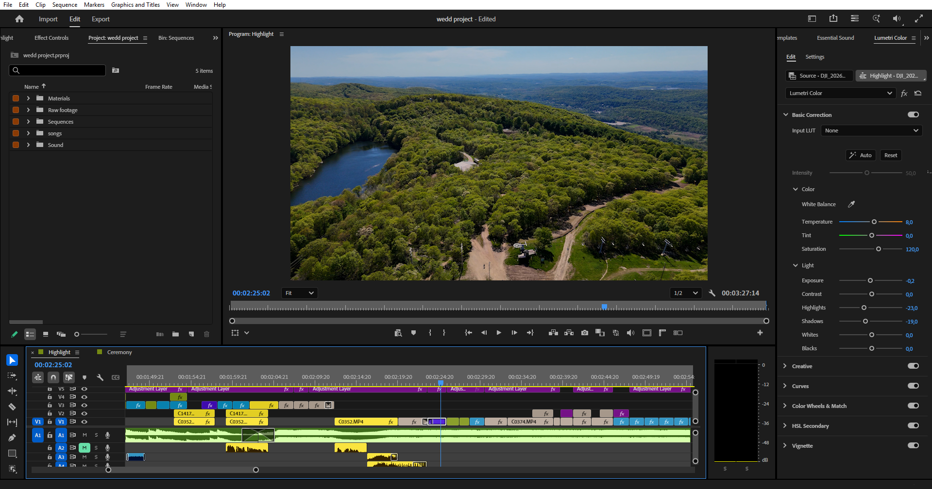 drone wedding footage editing