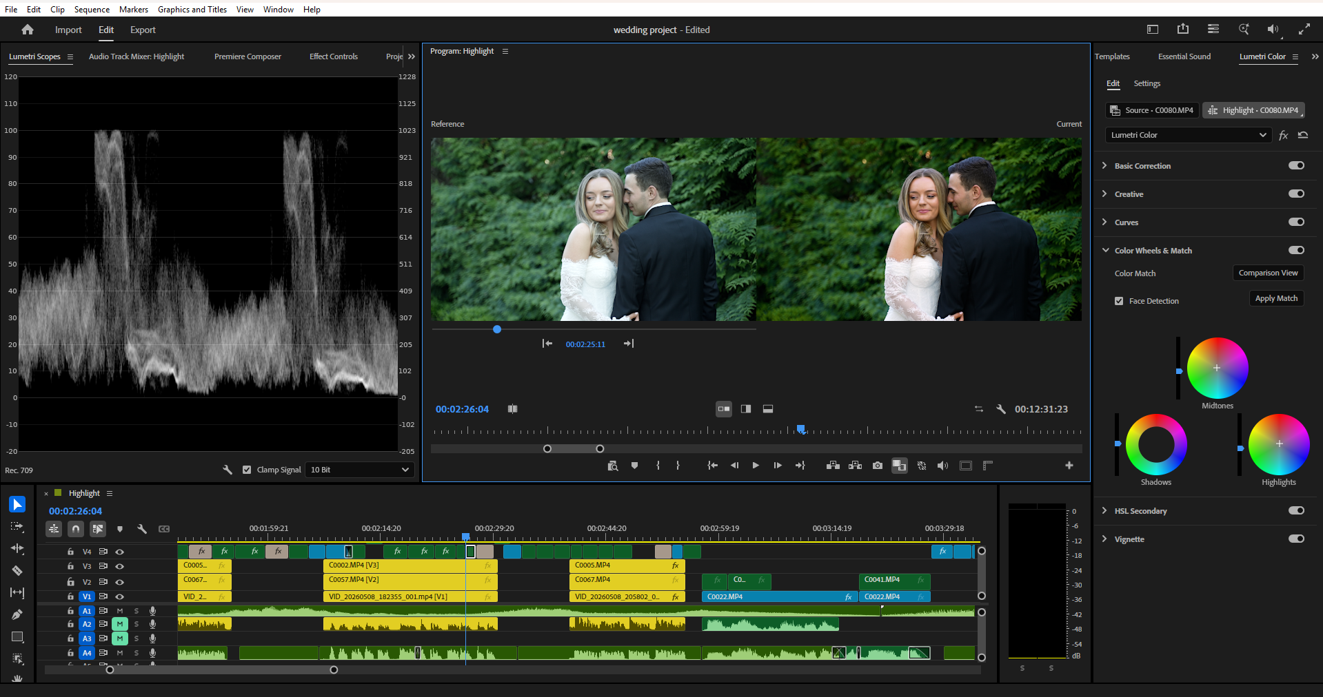 wedding video color grading